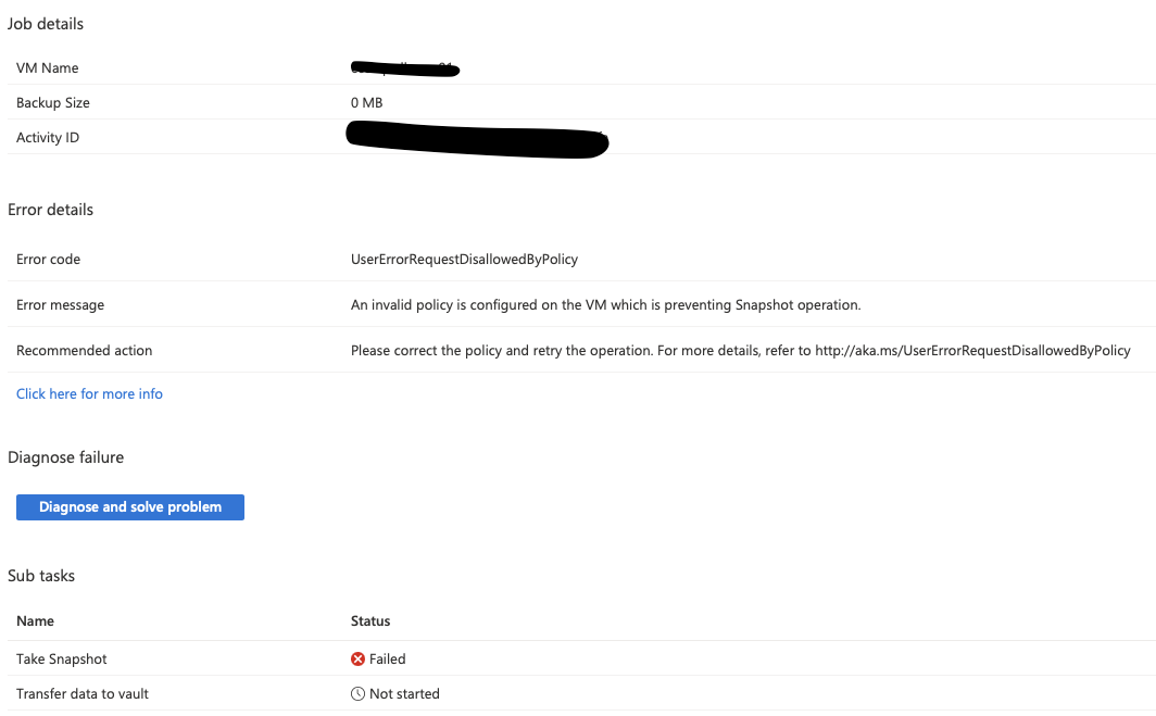 Failure Error Message