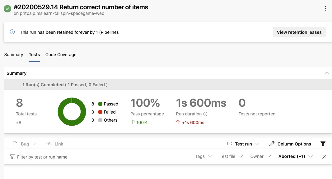 Tests Page example